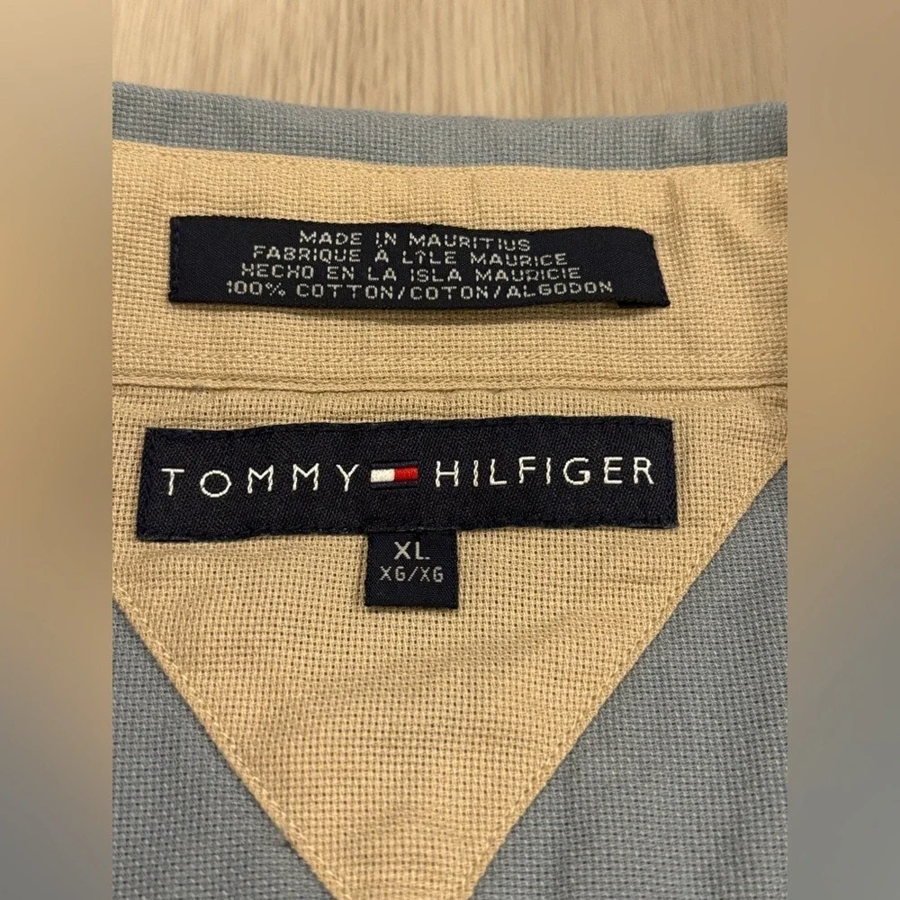 Tommy Hilfiger Mens XL‎ Blue Gray Zip Up Shirt Jacket Cotton Canvas Layering